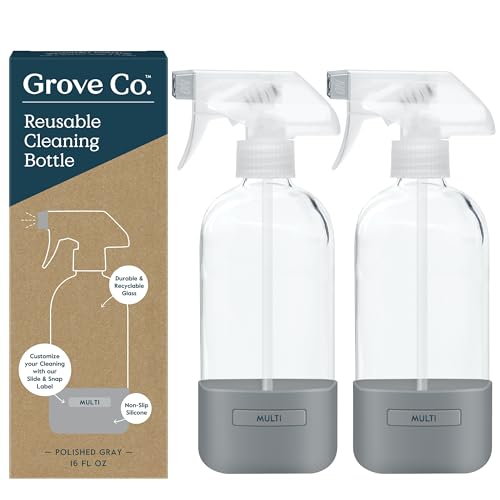 Grove Co. Refillable Glass Spray Bottles for Cleaning, 2 x 16 oz Bottles - color: White, size: 32 Ounce (Pack of 2)