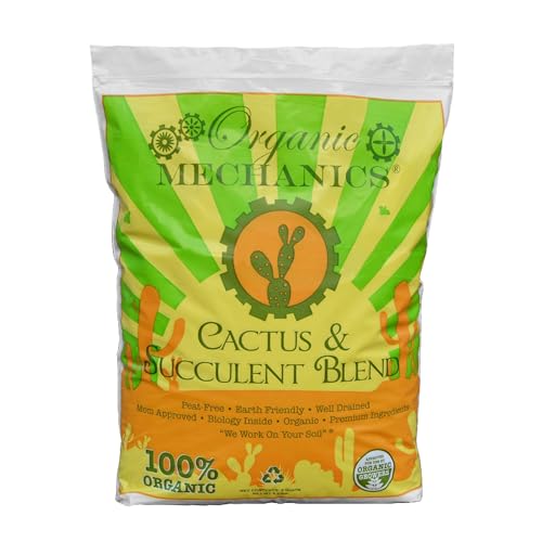 Organic Mechanics Cactus and Succulent Blend Potting Soil, 8 qt – Well-Drained Organic Mix – Enhances Plant and Root Growth with Biochar, Rice Hulls, and Worm Castings - size: 8 Quarts, style: Pack of 1