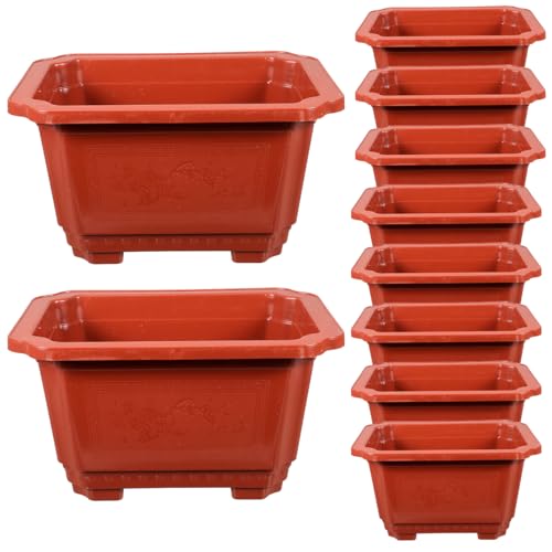 Toddmomy 10pcs Flowerpot Succulent Plant Pot Practical Bonsai Pot Gardening Bonsai Container Indoor Plant Accessories Outside Planter Succulent Plants Plastic Rectangle Office