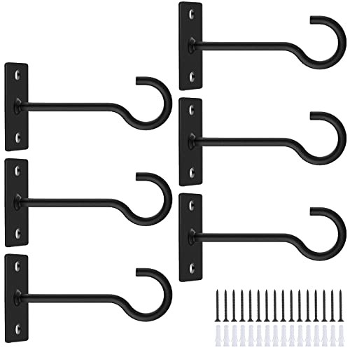 4in Metal Plant Wall Hooks 6Pack Indoor Outdoor Hanging Brackets Black - color: Black, size: 4in&6Pack