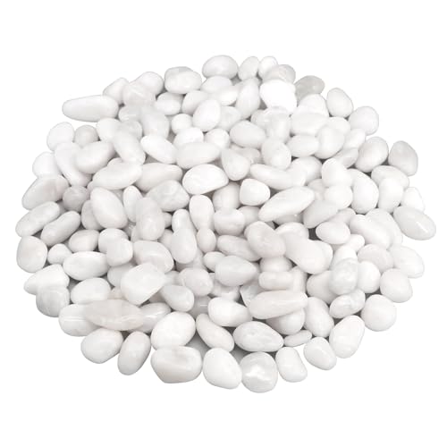 Fish Tank Rocks,Landscaping Pebbles,Decorative Ornamental Pebbles Garden - color: White, size: 5 Pounds