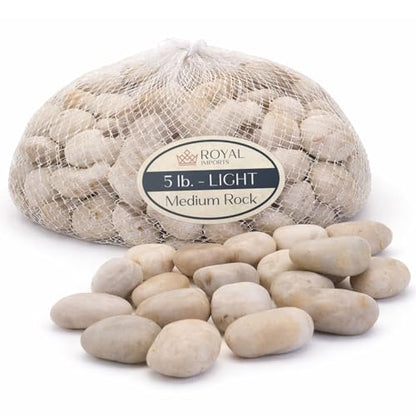 Royal Imports River Rocks, Aquarium Gravel – Light 1"- 1.5" - 5 lbs | Decorative Ornamental Vase Filler Pebbles for Potted Plants, Terrariums, Vases, Succulents, Fish Tank Gravel, DIY & Crafting - size: Medium - 5 lbs, style: Light