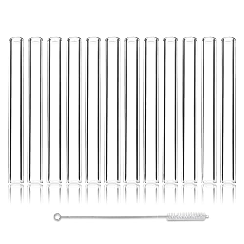 12 Pcs 5 Inches Gtysmox Transparent Borosilicate Glass Tubes, 10mm Diameter 1.5mm Thickness Glass Tubing with 1 Cleaning Brush for DIY Making Glass Crafts - size: 5 inches