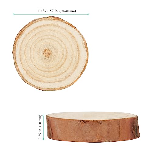 100 PCS 1.1-1.6 Inch Small Wood Slices, 0.4 Inch Thick Tiny Wooden Slices, Mini Log Discs for Crafts, Ornaments - size: small