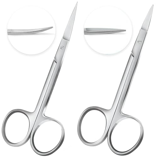POSHOME Precision Embroidery Scissors Set – Curved & Straight Fine Tip Stainless Steel Snips for Cross-Stitch, Needlework, Thread Cutting & Craft Detail Work
