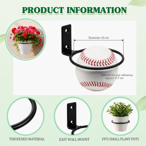 Flower Pot Holder Wall Planter Ring Hanger Metal Wall Plant Hanging Pot Holder Mounted Hanging Bracket for Indoor Outdoor Home Garden Plant Flower Display, Black (6 Pcs,4 Inch) - size: 4 Inch