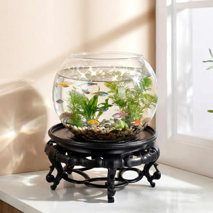 Resin Pedestal Base 9.64 in Round Plant Stand for Vase Fishbowl Flower Pot Bonsai Indoor Outdoor Chinese Display Rack for Living Room Balcony Office Patio Decor