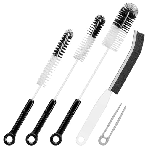Bottle Cleaning Brush Set, 4pcs Flexible Long Handle Brushes for Bottles | 4-piece Brush Kit with Flexible Bristles and Built-in Tweezers Cleans Narrow Neck Bottles, Straws, Tubes