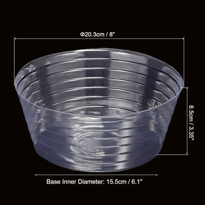 MECCANIXITY Plant Pot Saucer 8 Inch Plastic Round Flower Drip Tray for Indoor Outdoor, Clear Pack of 10 - size: 20.3x8.5cm