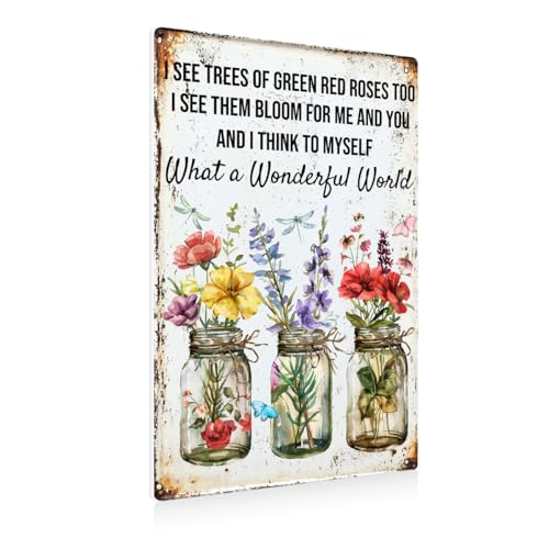 BEASTZHENG Funny Garden Plant Flower Metal Tin Sign Outside Yard Art Decor - Humorous Gardening Gift for Women Enthusiasts Funny Outdoor Decor for Garden, Yard, Outdoor, Farm, Home, Greenhouse 8 x 12 Inches - color: World