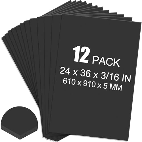 ToLanbbt 12 Pack Black Foam Board, 24 x 36 x 3/16" Thick Foam Core Acid Free Poster Foamboard for Art Craft Projects, Painting, Displaying, Signage, Wedding, School - color: Black, size: 24x36"-12P