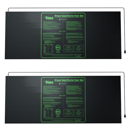 iPower Durable Seedling Heat Mat Warm 48" x 20" - 2 Pack Hydroponic Heating Pad Waterproof for Seed Starting Greenhouse and Germination - size: 48" x 20", style: 2 Pack