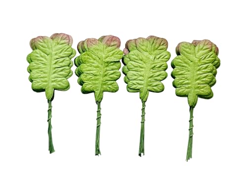 Ploen 25 pcs Green Leaves Ferns Mulberry Paper Leaves with Wire Stems Fern2 Leaf Mulberry Paper Craft Supplies Scrapbooking Embellishments for so Many Card DIY Craft Projects Leaves208