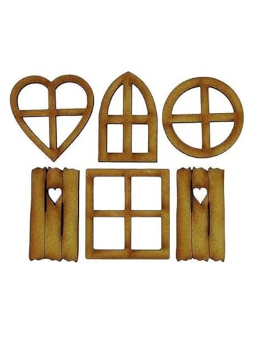6Pcs Brown Wooden Fairy Garden Door, Blank Door Fairy House Doors and Windows Ornaments Tree Statues for Tree Trunk Yard Decoration, Miniature Gardens Buildings , Garden Sculptures and Statues