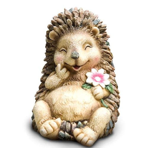 Resin Small Garden Cute Hedgehog Decor, 3.9 Inch High, Waterproof Animal Figure, Outdoor for Flowerpot Lawn Yard, Indoor Shelf Desk Bookshelves - size: Small