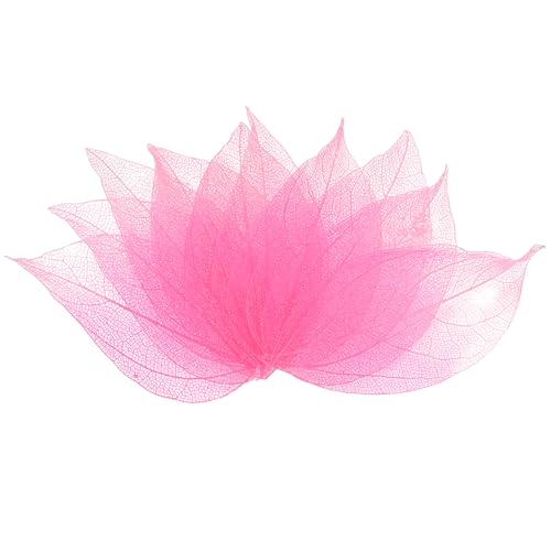 M METERXITY 100-Pack Skeleton Leaves, Natural Rubber Tree Dried Pressed Leaves Vein for Resin/DIY Crafts Card/Scrapbook/Wedding, Small Leaves Decorative [4-6cm, Light and Dark Pink] - color: Light and Dark Pink