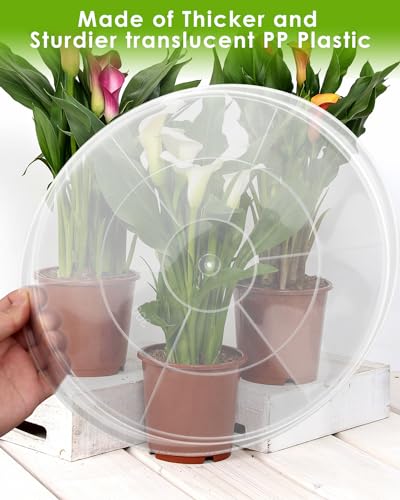 PACETAP 14 inch 5 Pack Plant Saucer Pot Tray, Large Thickened PP Plastic Flower Planter Water Drip Trays for Indoor Outdoor Garden, Semi-Transparent Planter Water Catcher for Pot, Plant Dish - size: 14 Inhc