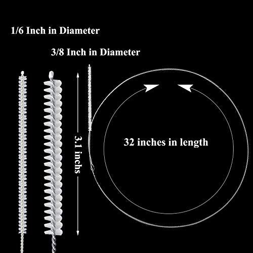 Boao 4 Pcs Feeding Tube Brushes Long Pipe 1/6 Inch and 3/8 Inch Diameter | 32 Inches Long Cleaners Straw Cleaning Brushes Flexible Stainless-Steel Brushes With Soft Nylon Heads Clean Feeding Tubes - size: 1/6 Inch and 3/8 Inch Diameter