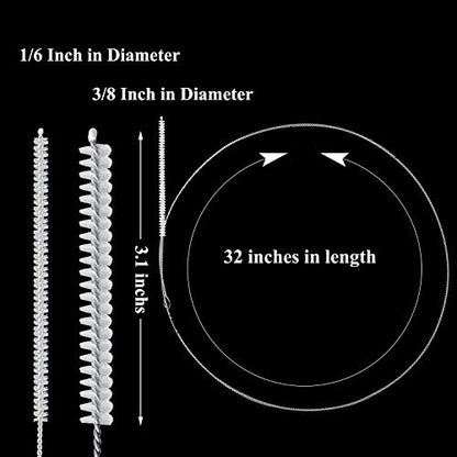 Boao 4 Pcs Feeding Tube Brushes Long Pipe 1/6 Inch and 3/8 Inch Diameter | 32 Inches Long Cleaners Straw Cleaning Brushes Flexible Stainless-Steel Brushes With Soft Nylon Heads Clean Feeding Tubes - size: 1/6 Inch and 3/8 Inch Diameter