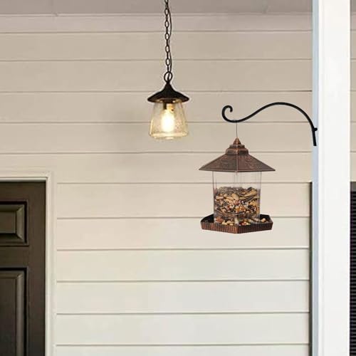 Hourleey 4 Pack Plant Hanger Outdoor, 12 Inch Heavy-Duty Hanging Plant Hook for Outside Basket, Black Metal Wall Mount Plant Bracket Hook for Flower Baskets Bird Feeder - size: 12 Inch-4 Pack