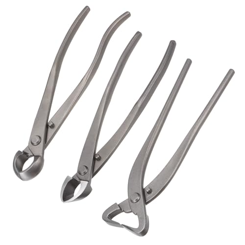 M METERXITY 3Peice Bonsai Tool Set - 8.3 Inch High Carbon Steel Knob Concave Cutter, Bonsai Tree Plants Modeling Tools, Applying to Gardening Pruning Branches/Knobs/Tumors (210mm, Gray)