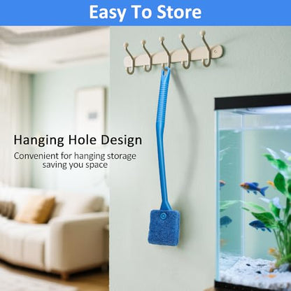 Fish Tank Cleaner with Five Sided Sponge Brush and Long Handle Aquarium Scrubber Alage Scraper for Glass Aquariums Terrarium Home Kitchen(2Pack) - size: 2 Pack