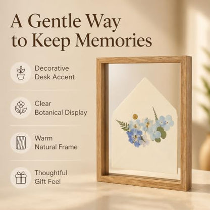 8x10 Floating Picture Frame, Pressed Flower Frame, Wood Double Acrylic