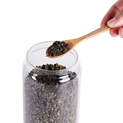 LEAVES AND TREES Y Glass Tea Canister, 25 FL OZ/ 750ml Bulk Food Storage Jar with Airtight Acacia Lid, Glass Food Container for Loose Leaf Tea, Coffee Bean(6 inch high) - color: Clear Glass - Acacia Lid