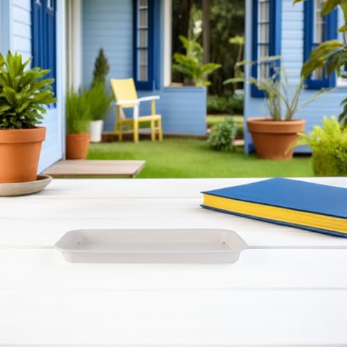 Healeved 3pcs Plastic Flowerpot Trays Rectangular Plant Saucer Elegant Square Plant Water Plate Bonsai Water Trays - size: 40.00X14.30X3.20CM