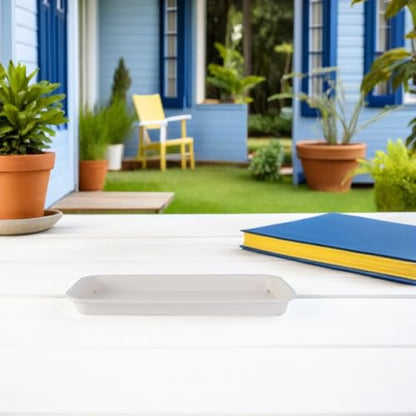 Healeved 3pcs Plastic Flowerpot Trays Rectangular Plant Saucer Elegant Square Plant Water Plate Bonsai Water Trays - size: 40.00X14.30X3.20CM