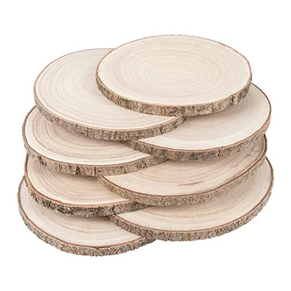 Maputune 8 Pcs 9-10 in Large Unfinished Wood Slices for Centerpieces, Natural Rustic Wooden Plate for DIY Craft, Round Wood Chips for Signage Painting Wedding Party Christmas Decor - size: 9-10 IN, 8pcs