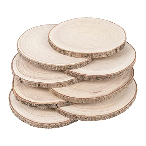 Maputune 8 Pcs 9-10 in Large Unfinished Wood Slices for Centerpieces, Natural Rustic Wooden Plate for DIY Craft, Round Wood Chips for Signage Painting Wedding Party Christmas Decor - size: 9-10 IN, 8pcs