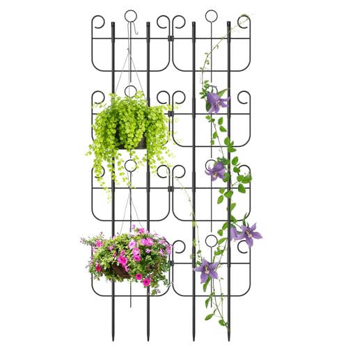 8 Pack Trellis for Climbing Plants Indoor, Expandable Heavy-Duty Metal Trellis for Potted Plants Outdoor, Flowers Vine Ivy, Sturdy Houseplant Pothos Plant Climber Support - size: 8 Pack-17in(H)x12.6in(L)