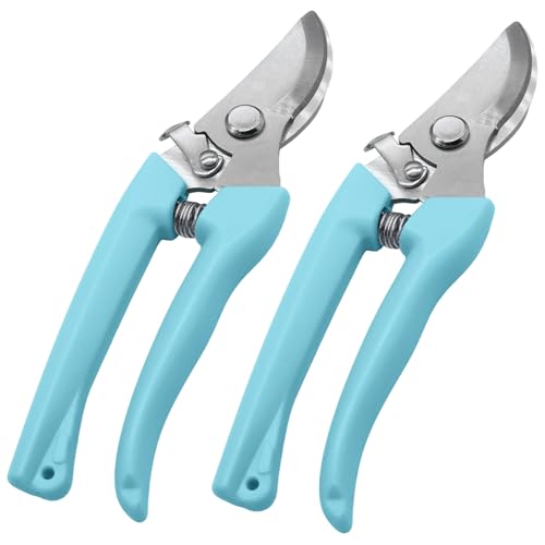 2 Pcs Garden Flower Shears, 6.9 inches, Blue Handle | Heavy Duty Pruning Shears, Sharp Scissors, Floral Clippers for Cutting Flowers/Plant Lovers - style: Blue-2 Pcs