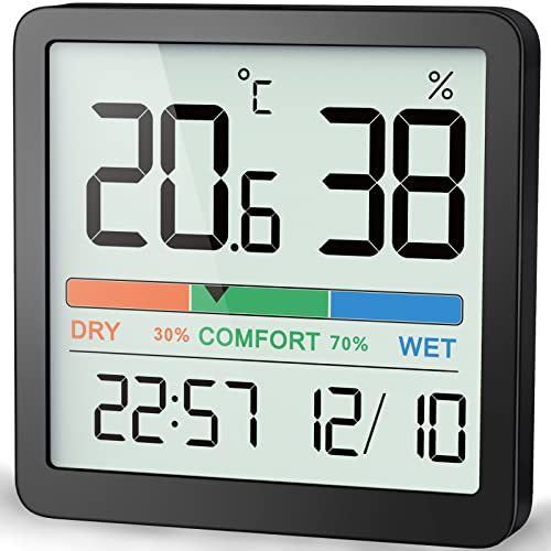 Digital Hygrometer Indoor Thermometer, Humidity Monitor with Calibration - color: Black, size: 1 Pack
