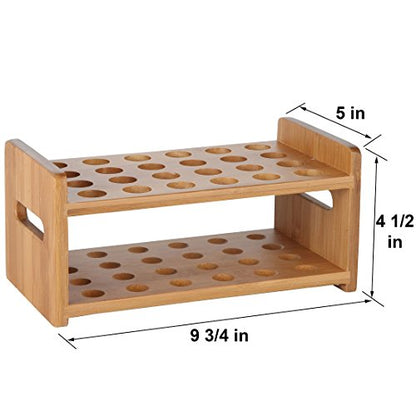 Lily's Home Bamboo Test Tube Vial Shot Glasses Holder Rack, Great as Pen Stand, Made from Bamboo with Built-In Handle, Rack Only, Glass Tubes NOT Included, 24 Tube Capacity (7/8" (22mm') Holes) - size: 24
