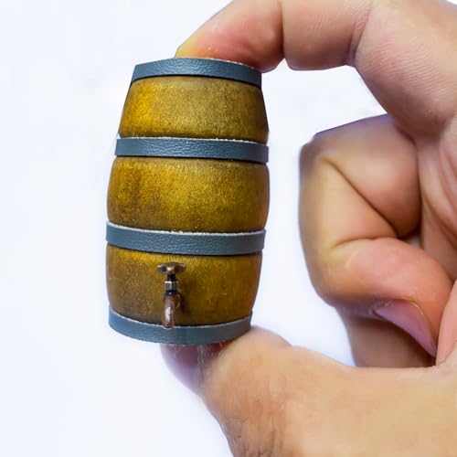 9Pcs Mini Beer Barrel Decor Miniature Wooden Figurine Wine Barrel Model with Faucet and Wine Glass Suitable for Fairy Garden Bar Doll House Decoration - style: Beer Barrel