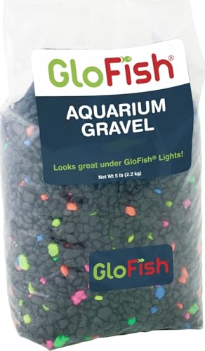 GloFish Aquarium Gravel, Fish Tank Gravel, Black With Fluorescent Accents, Compliments GloFish Tanks, 5 lb Bag - color: Black With Fluorescent Highlights, size: 5 LBS