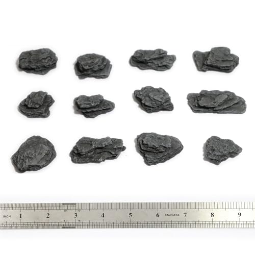 Kai Dream Miniature Stones for Terrarium - Tree Bark Diorama Rocks for Miniature Terrain Display - Lightweight Reptile Habitat Decor - NOT for Aquarium Underwater Use - 12 Pcs Slate Stone (1-2 inch) - style: 12P Wooden Slate Rocks