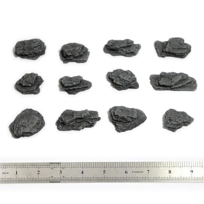 Kai Dream Miniature Stones for Terrarium - Tree Bark Diorama Rocks for Miniature Terrain Display - Lightweight Reptile Habitat Decor - NOT for Aquarium Underwater Use - 12 Pcs Slate Stone (1-2 inch) - style: 12P Wooden Slate Rocks