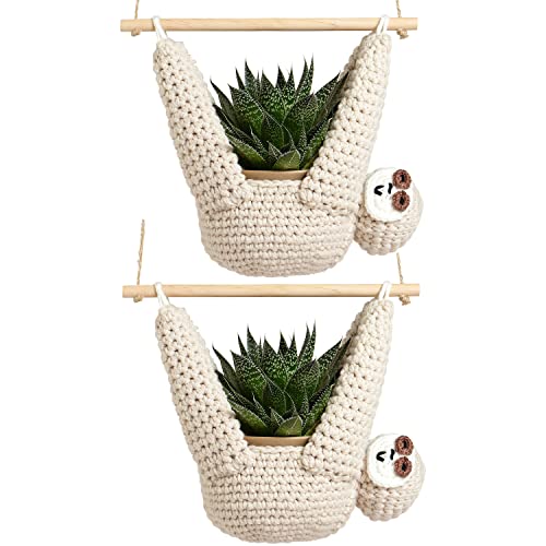 Evbopa Sloth Gifts Sloth Plant Hanger Plant Gifts Macrame Hanging Planter | Succulent Pot Hanging, Plant Lovers, Home Decor, 5 Inch Plant Holder - size: 2 Pack
