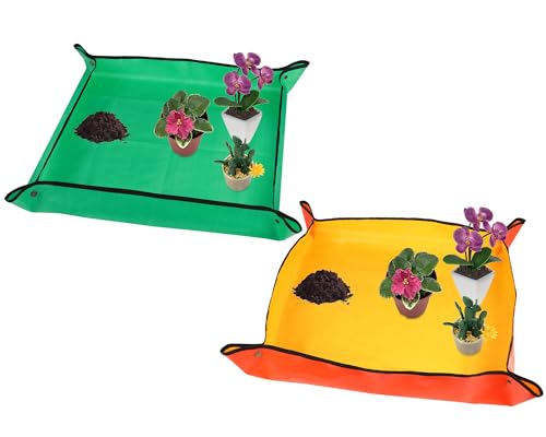 Azureblue 2 Pcs 30" X 30" Large Plant Repotting Mat for Indoor Plants Potting Soil, Foldable Waterproof Plant Repotting/Potting Tray