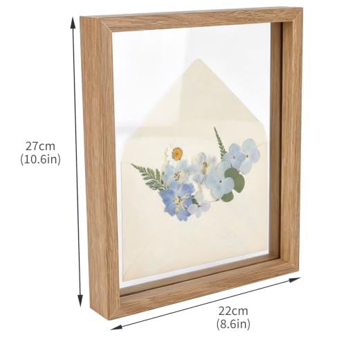 8x10 Floating Picture Frame, Pressed Flower Frame, Wood Double Acrylic