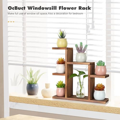 Small Desk Plant Stand 7 Tiers Window Sill Plant Shelf Tabletop Wood | Succulent Stand Desktop Flower Pot Stand Holder Plant Rack for Windowsill Desktop Window Ledge Countertop Narrow Space
