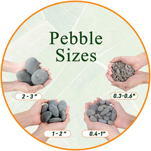 Quibbay 45 LB Natural River Rocks Mexican Beach Pebbles, 0.3-0.6 Inch Natural Unpolished Bulk Rocks, Pebbles for Landscaping Garden Paving Plant, Rocks for Walkways Outdoor Decorative Stone, Grey - size: 45 Pounds, 0.3-0.6 Inch