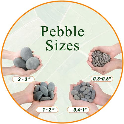 Quibbay 45 LB Natural River Rocks Mexican Beach Pebbles, 0.3-0.6 Inch Natural Unpolished Bulk Rocks, Pebbles for Landscaping Garden Paving Plant, Rocks for Walkways Outdoor Decorative Stone, Grey - size: 45 Pounds, 0.3-0.6 Inch