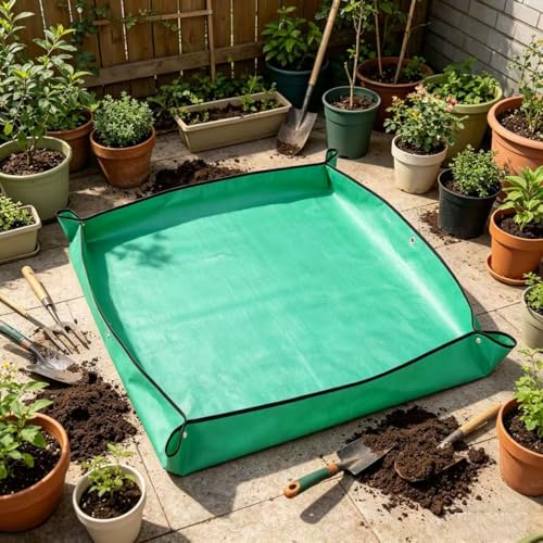 Waterproof Repotting Mat, 66cm/26in Square Plant Care Mat for Indoor Gardening, Green