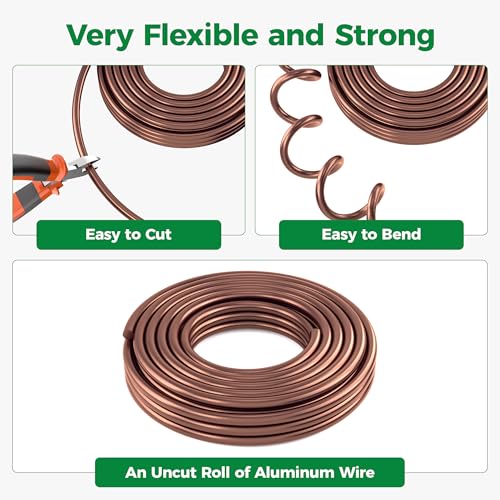 Flexible Bonsai Wire, Anodized Aluminum Crafts Wire, 6 Gauge Brown | 4mm 33FT Aluminum Wire for Garden, Plants, Sculpting, Bonsai Tree, Jewelry Making, Easy to Bend&Cut - color: Aluminum, size: 33FT4mm