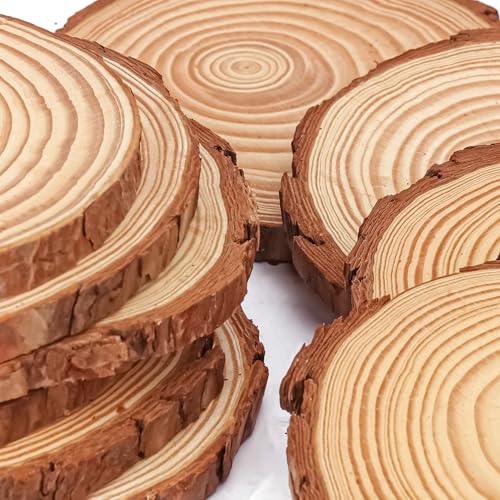 56 PCS Unfinished Wood Slices for Centerpieces, 4-4.7 Inch Natural Wood Slices with Tree Bark Pine and Wood Rounds Discs for DIY Crafts, Centerpieces, Art & Decor - size: 56 PCS 4-4.7 Inch