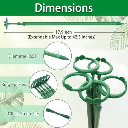 Extendable Plant Stakes,Length Scalable From17.9to42.3IN Plant SupportStake | 3Pack Orchid Sticks with Clips for Indoor Outdoor,Garden Stakes for Plant, Tomato, Vegetables, Monstera, Vine,Potted Plants - size: 42.3Inches 3Pack